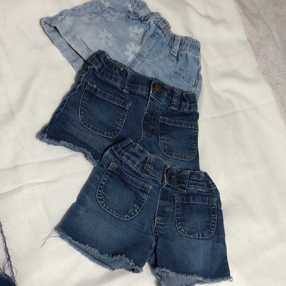 Girls Toddlers Blue and Light Blue Kids Denim Shorts